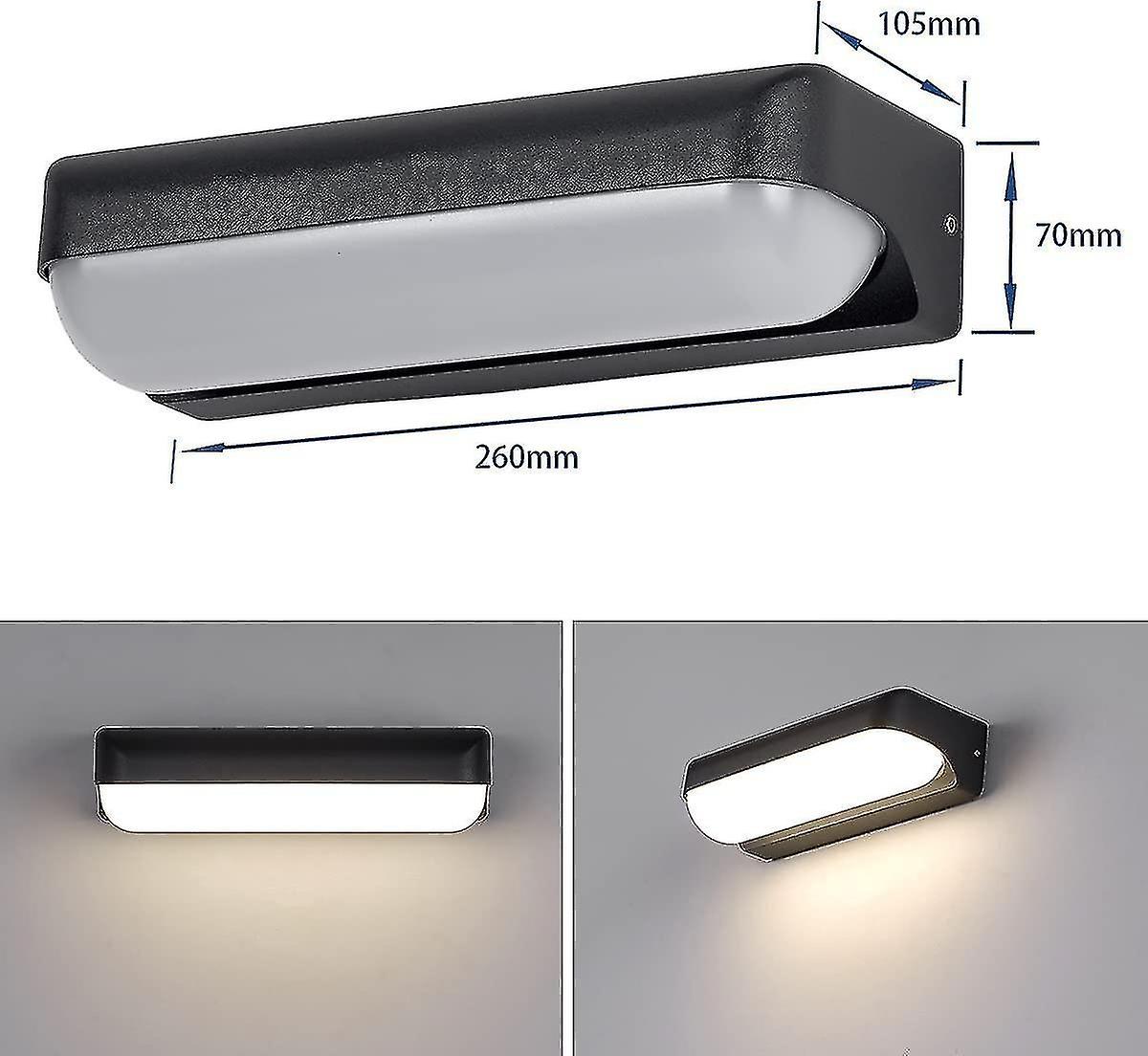 12w Modern Led Outdoor Wall Light Waterproof Ip65 Aluminum Wall Light Corridor Downlight Staircase/balcony/garden/porch Black 4000k Natural Wh