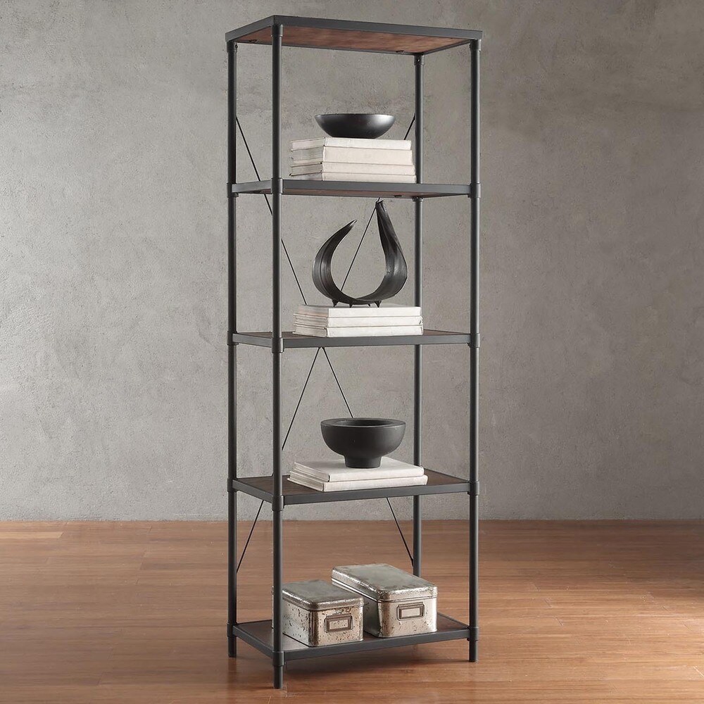 Harrison Industrial Rustic Pipe Frame Shelf Media Tower by iNSPIRE Q Classic