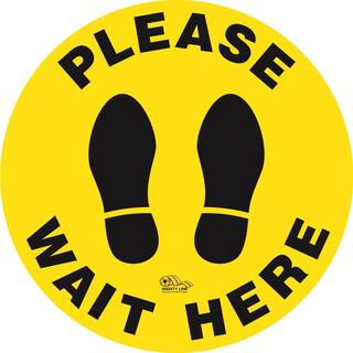 Mighty Line 12 in. Yellow Please Wait Here Social Distancing Floor Sign PWHY12