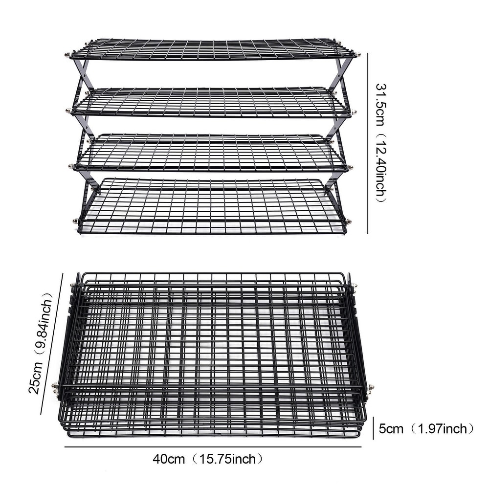 4 Tiers Collapsible Cooking Rib Rack for Grilling   Barbecuing