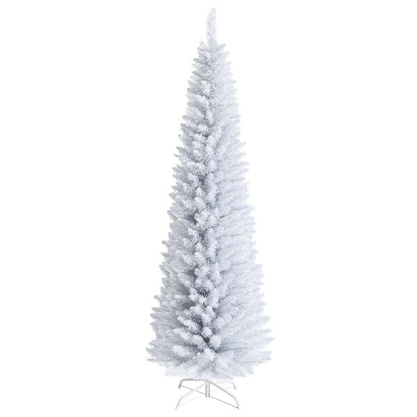 Costway 7ft Unlit Artificial Slim Christmas Pencil Tree w/ Metal Stand