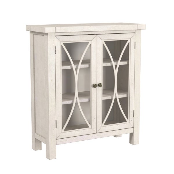 Hillsdale Bayside Wood 2 Door Console Cabinet， Antique White - 33H x 29W x 11.5D