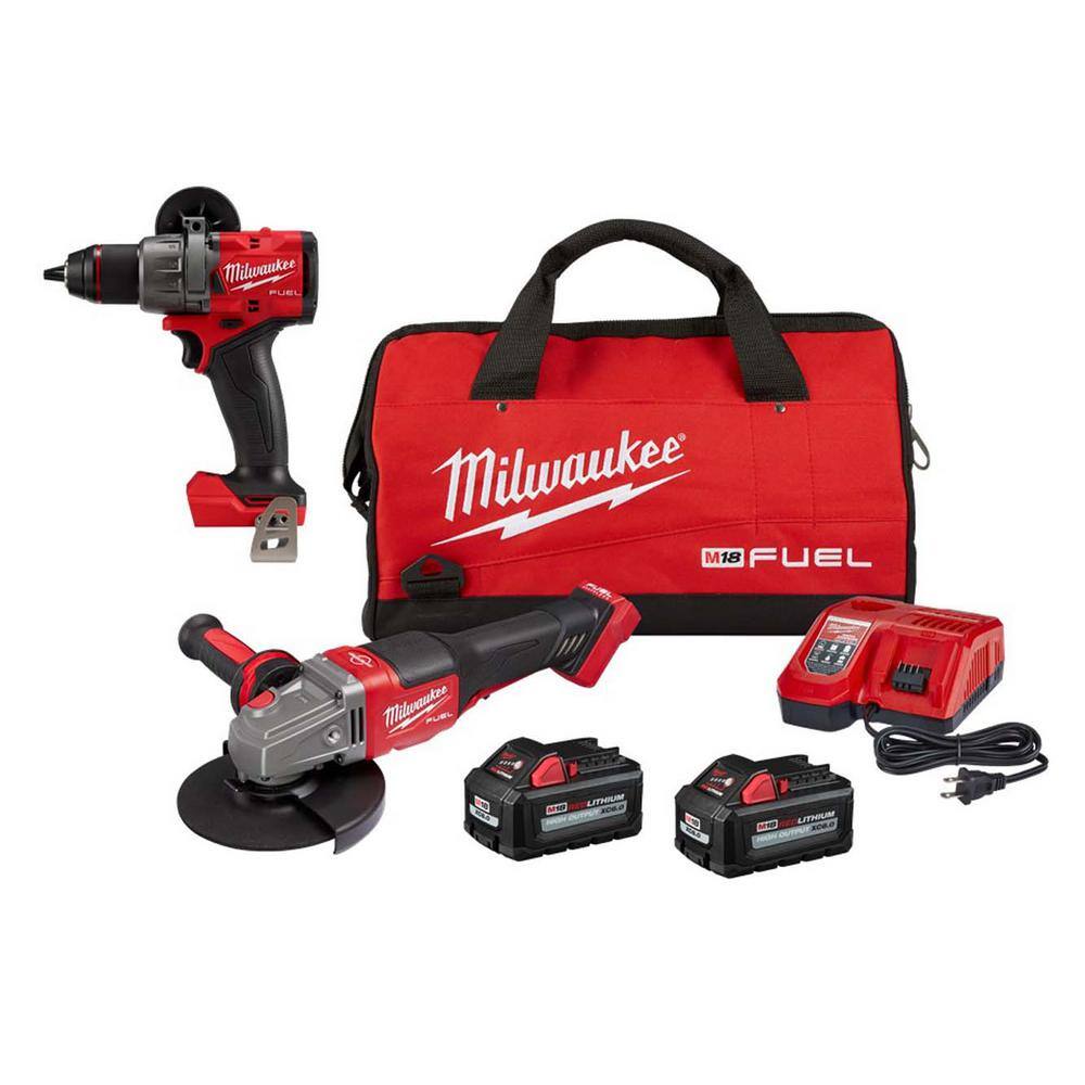 MW M18 FUEL 18V Lithium-Ion Brushless Cordless 4-12 in.6 in. Grinder with Paddle Switch Kit wFUEL 12 in. Hammer Drill 2980-22-2904-20