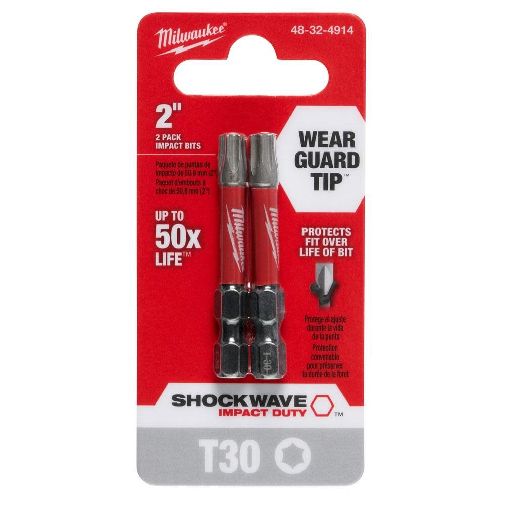 Milwaukee SHOCKWAVE 2 in. Impact Torx T30 Power Bits (2 Pack) 48-32-4914 from Milwaukee