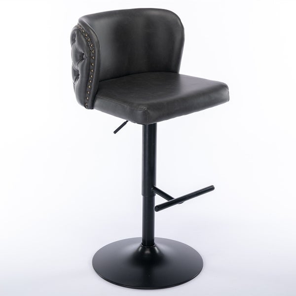 Swivel Barstools Adjusatble Seat Height， Modern PU Upholstered Bar Stools with The Whole Back Tufted