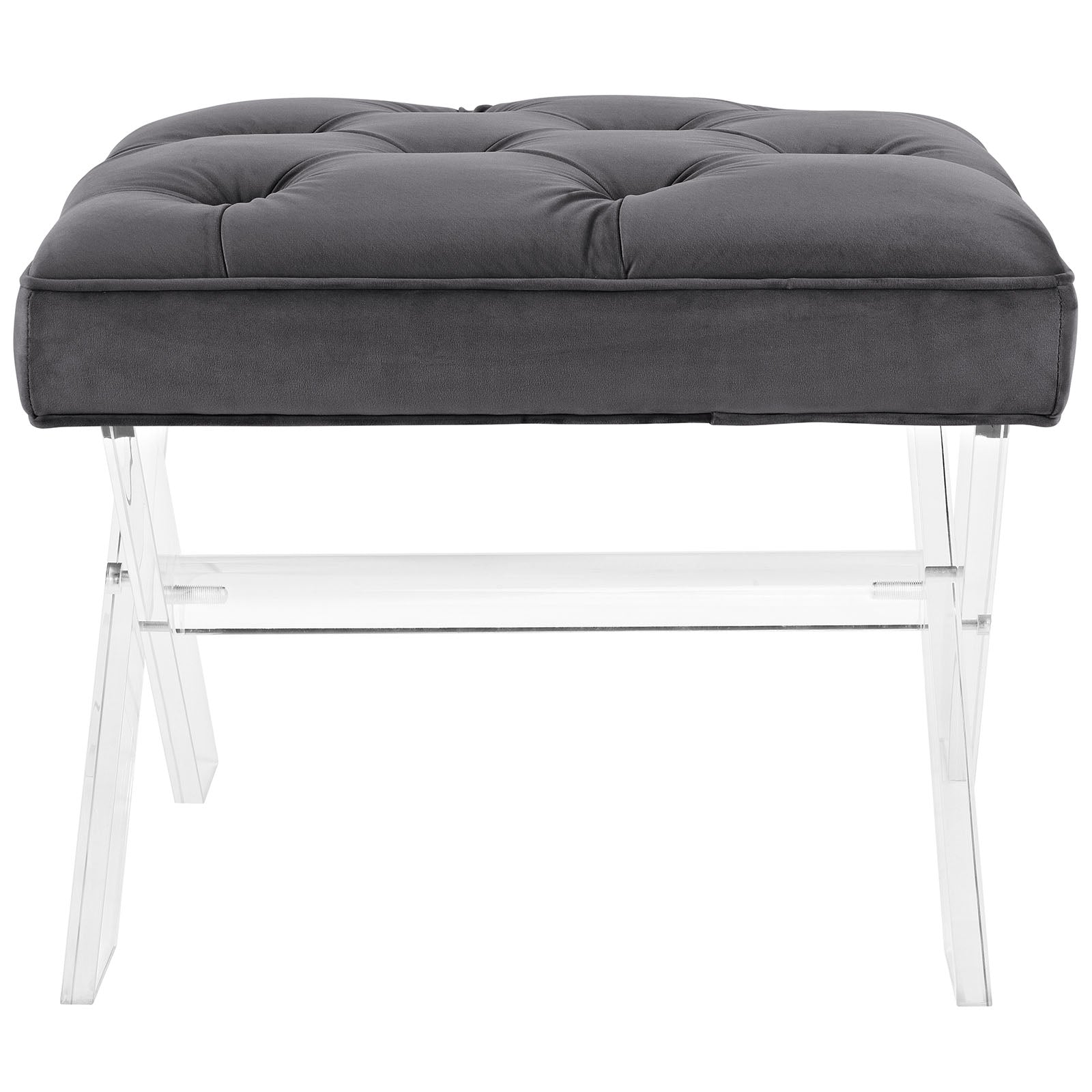 Modern Contemporary Urban Design Bedroom Living Room Bench, Grey Gray, Fabric Plastic