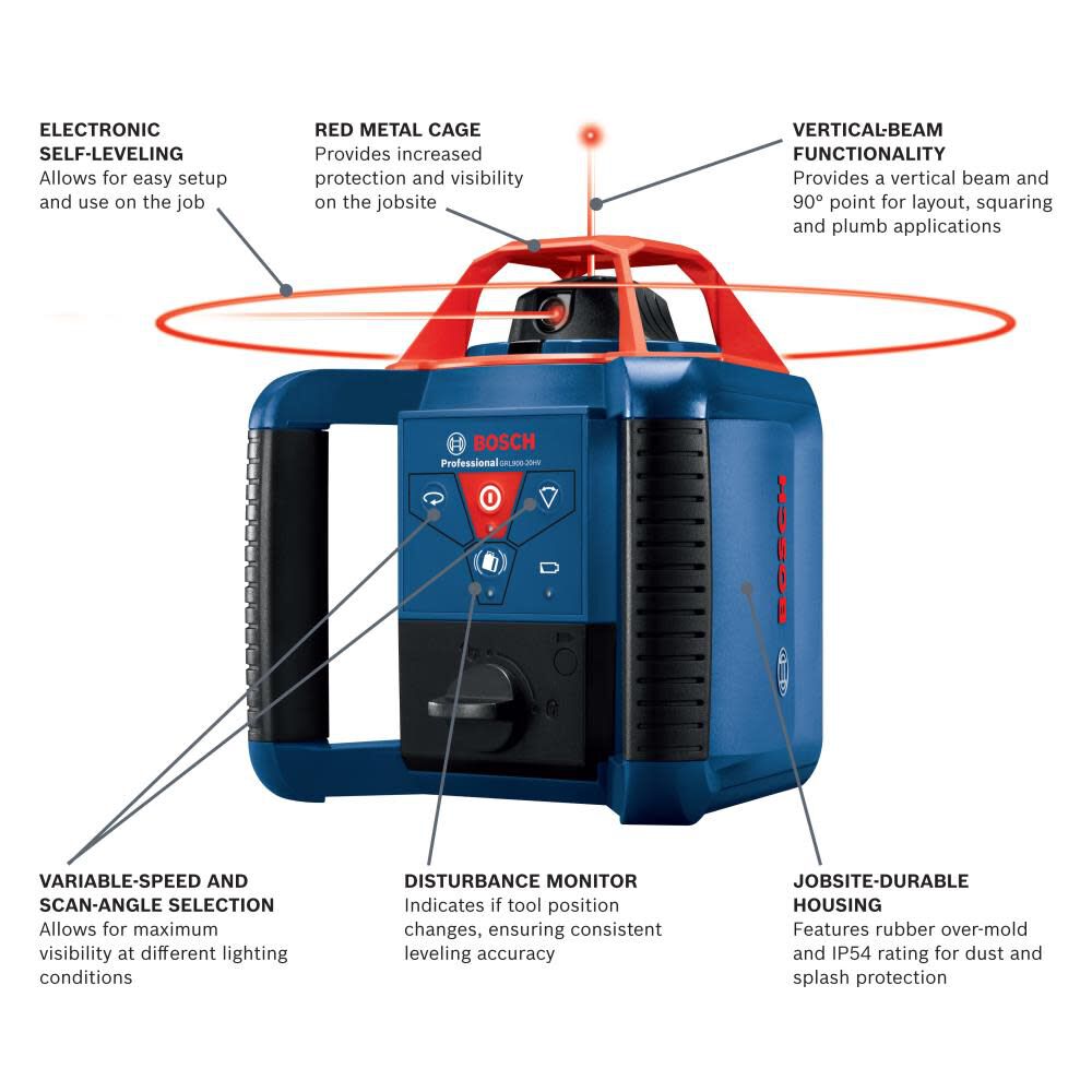 Bosch REVOLVE900 Rotary Laser Kit Reconditioned GRL900-20HVK-RT from Bosch