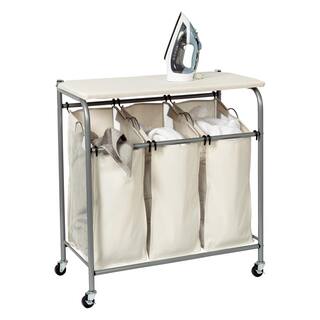 Honey-Can-Do Rolling Laundry Sorter with Ironing Board SRT-01196