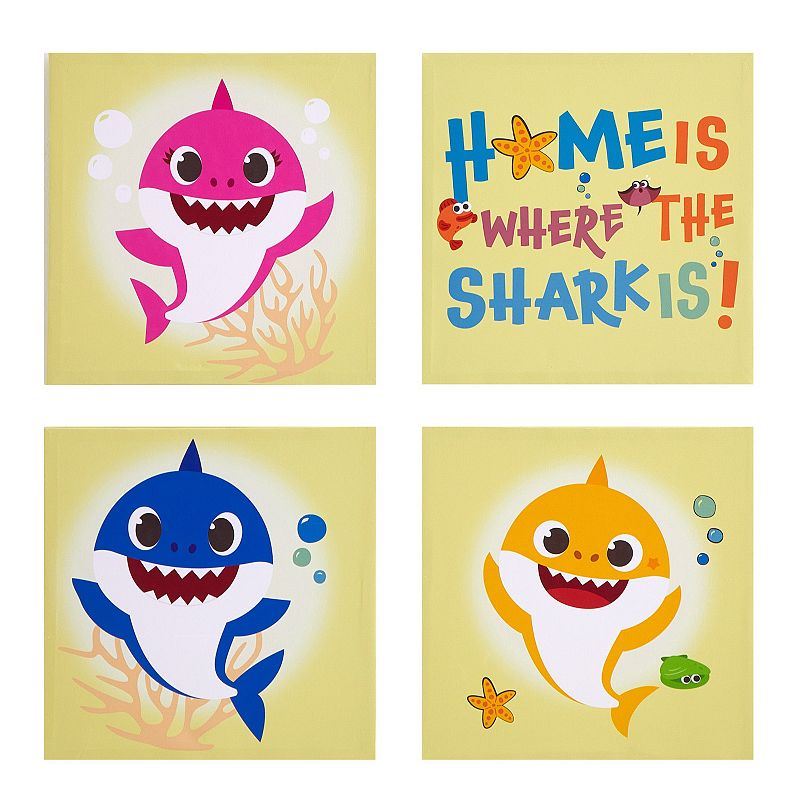 Nickelodeon Baby Shark Idea Nuova Bright Canvas Wall Art 4-piece Set