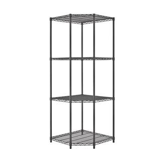 TRINITY PRO Black 4-Tier Corner Steel Wire Garage Storage Shelving Unit (27 in. W x 72 in. H x 18 in. D) TBFPBA-0927