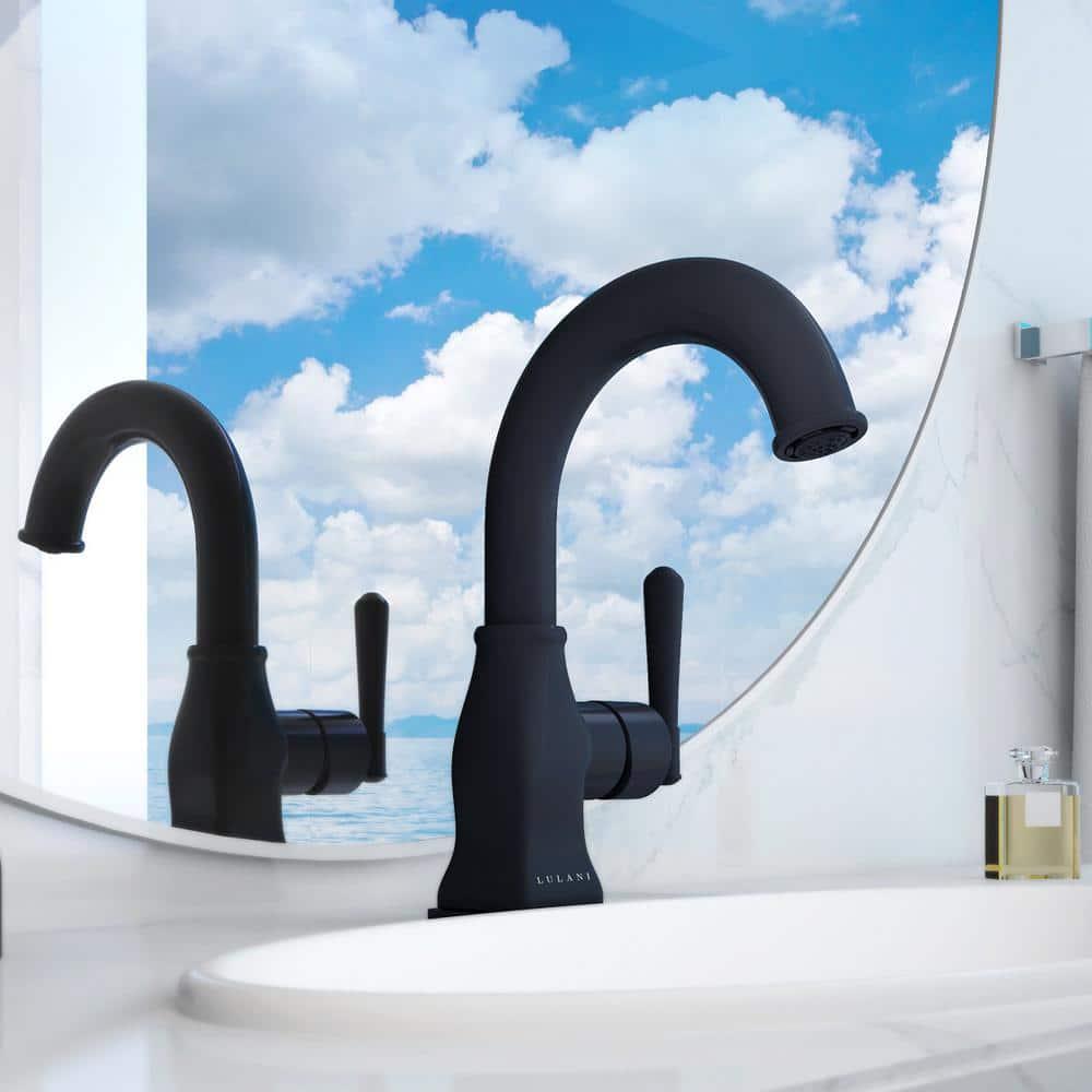 Lulani Aurora 1Handle Single Hole Bathroom Faucet in Matte Black