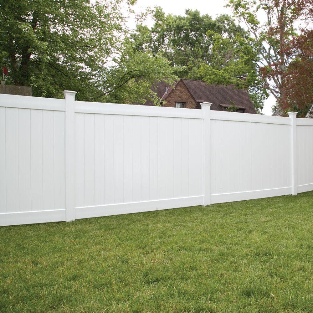 Veranda Linden 6 ft. H x 8 ft. W White Vinyl Privacy Fence Panel Kit 73014713