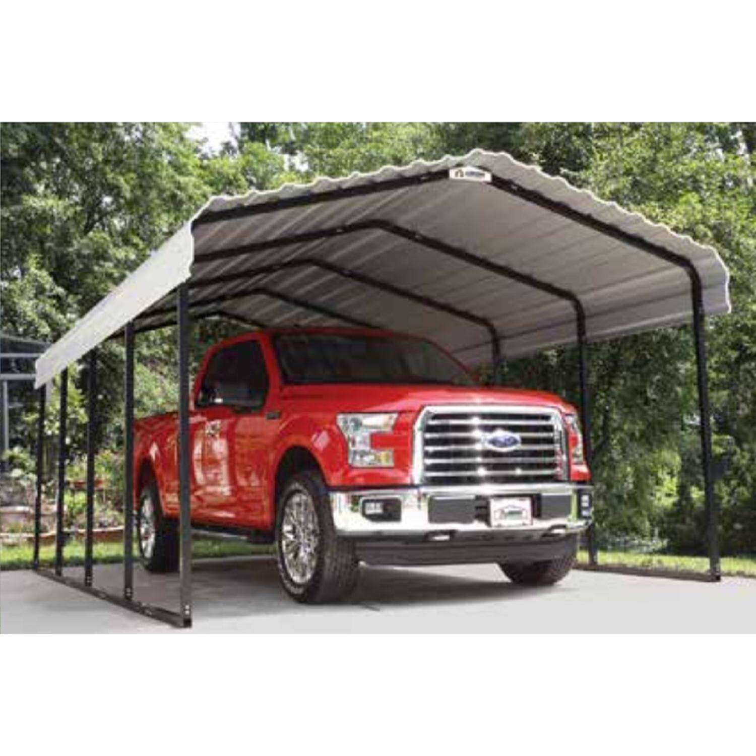 Arrow 12 ft. x 20 ft. Metal Horizontal Peak Carport without Floor Kit