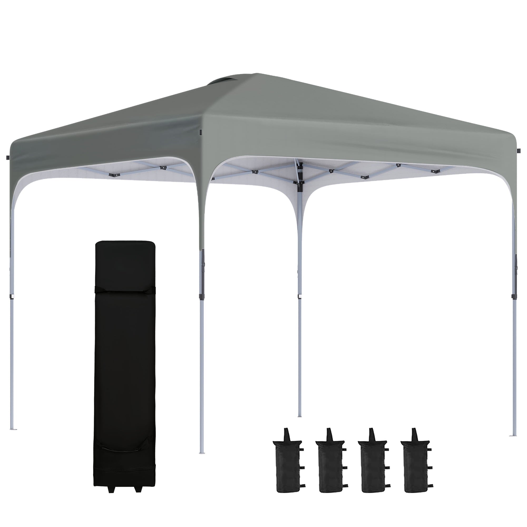 Outsunny 10' x 10' Pop Up Canopy, Foldable Gazebo Tent with Carry Bag with Wheels and Outdoor Garden Patio Party Dark Grey