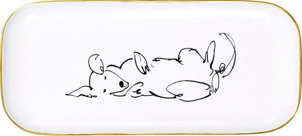 Punch Studio Reclining Dog Ceramic Tray