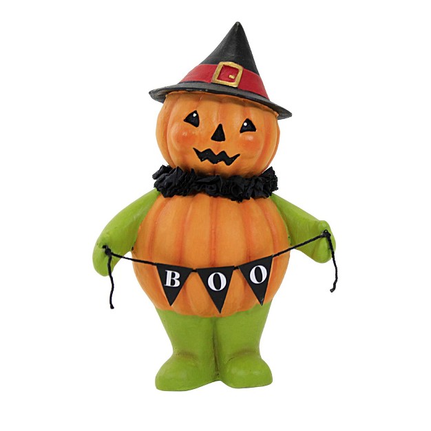 Bethany Lowe Boo Pumpkin Head Witch One Halloween Figurine 5 25 Inches Halloween Jack o lantern Tl2351 Polyresin Orange