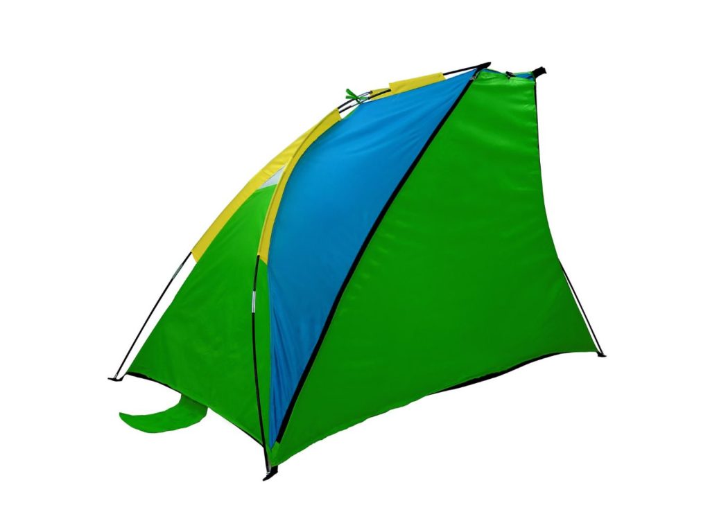 GigaTent Sand Castle Portable Beach Cabana Two Mesh Windows and Sand Pockets， Green and Blue