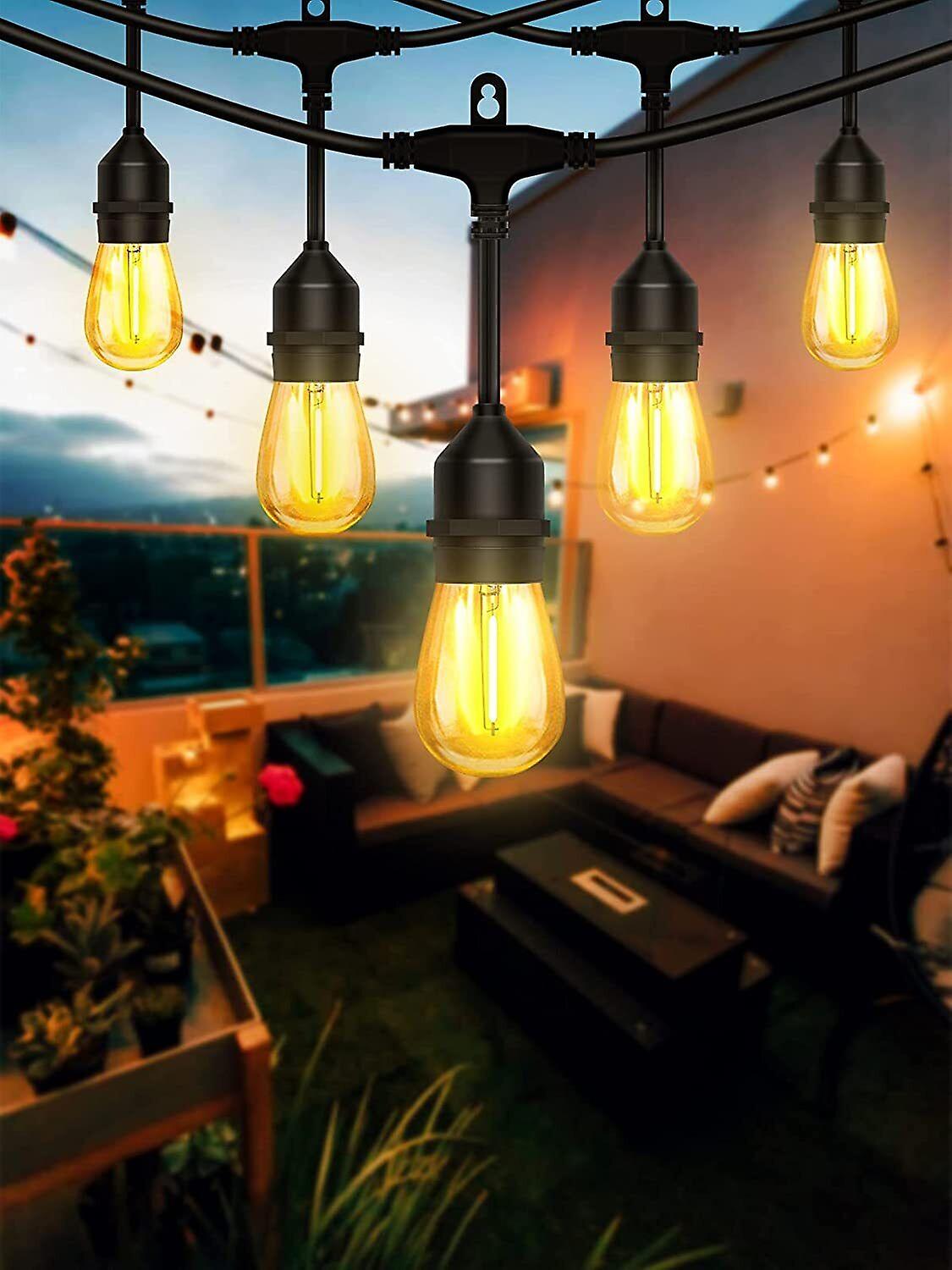 15m Led Festoon Outdoor String Light Mains Heavy Duty E27 Bulbs Garden Lighting