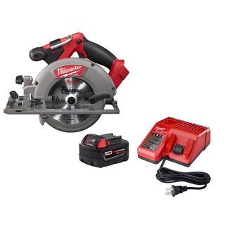 MW M18 FUEL 18-Volt Lithium-Ion Brushless Cordless 6-12 in. Circular Saw w5.0Ah Battery Starter Kit 48-59-1850-2730-20