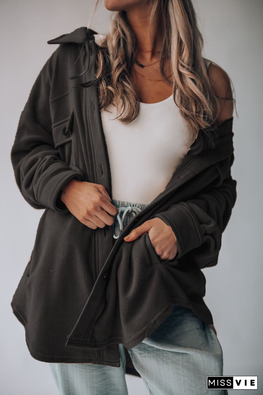 Collar Button Down Oversized Shirt Jacket