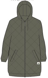 Getaway Recycled Quilted Full Zip Hoodie - Khaki