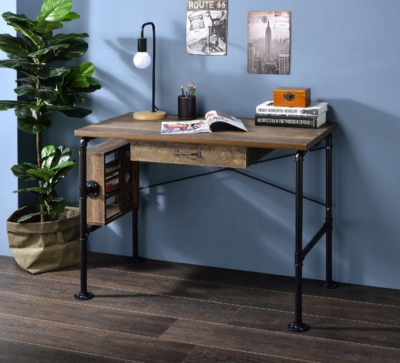 ACME Endang Writing Desk  Weathered Oak   Black Fi...