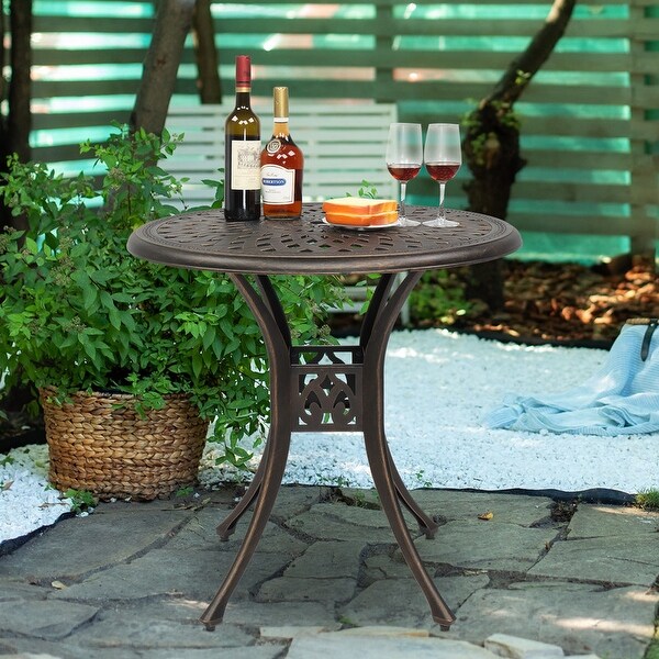 30 in.D x 29 in.H Outdoor Bronze Cast Aluminum Round Dining Table