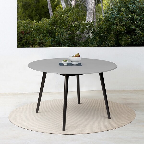 Sydney Modern Round Concrete and Wood Indoor Outdoor Dining Table