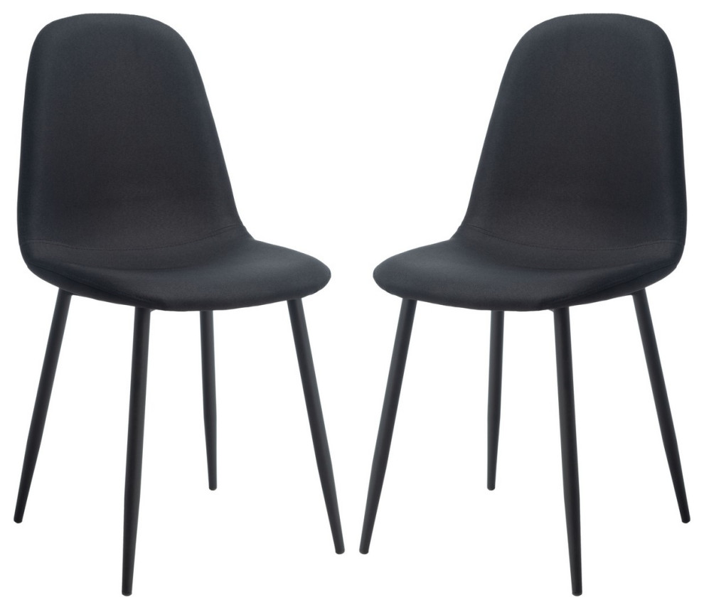 Vonda Dining Chair set of 2 Black   Midcentury   Dining Chairs   by Peachtree Fine Furniture  Houzz