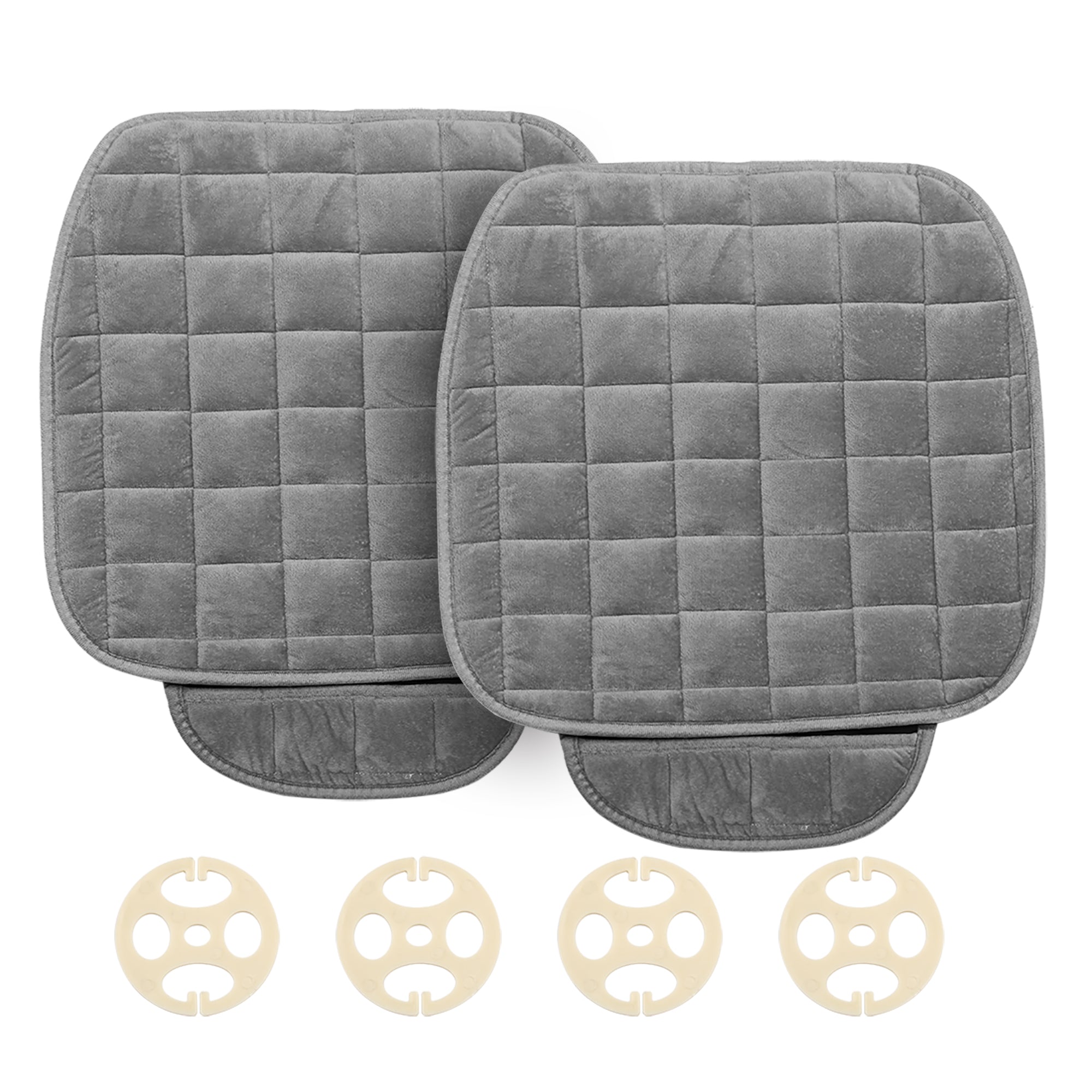 Unique Bargains 2pcs Front Car Seat Cover Breathable Plush Gray