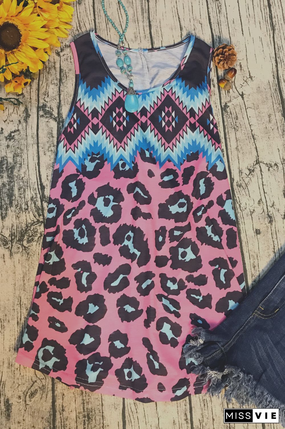 Sunflower Leopard Twisted Tank Top