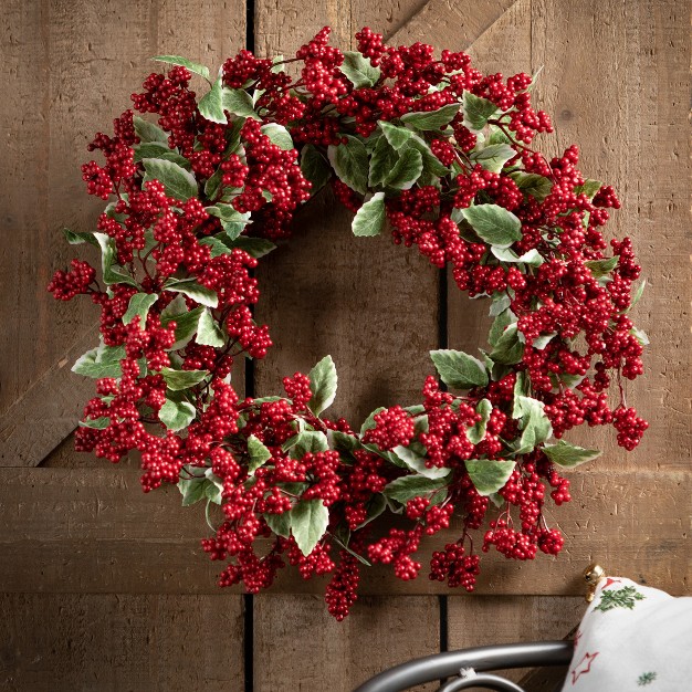 24 quot h Sullivans Red Berry Wreath Red