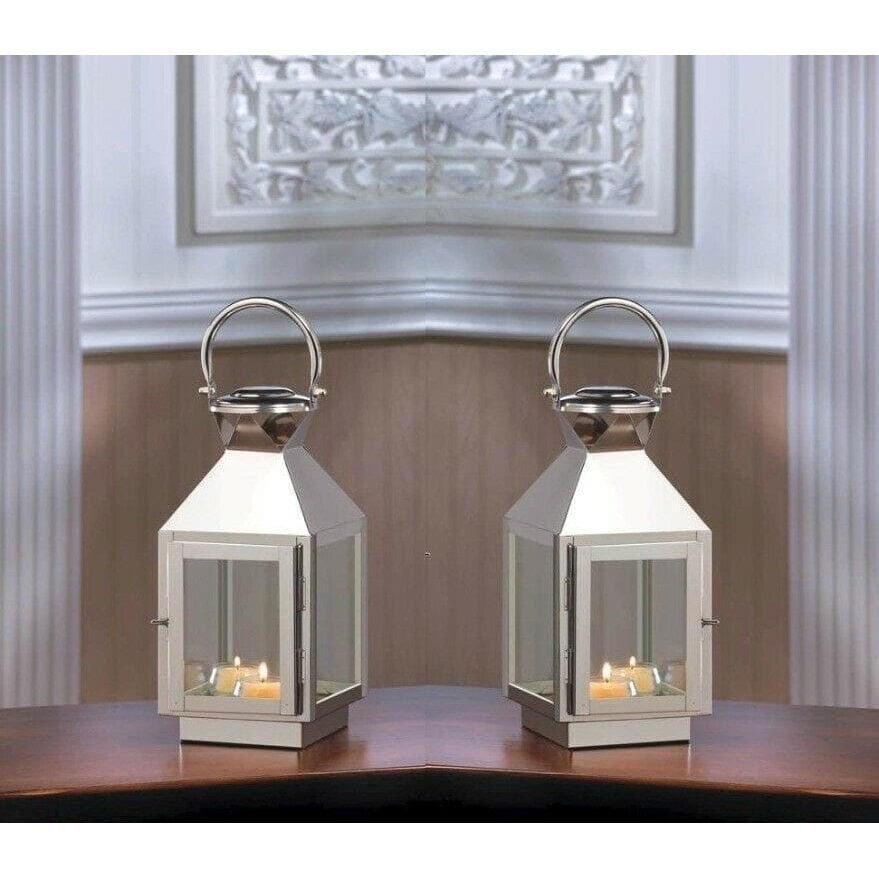 Set of 2 August Small Stainless Steel Candle Lanterns