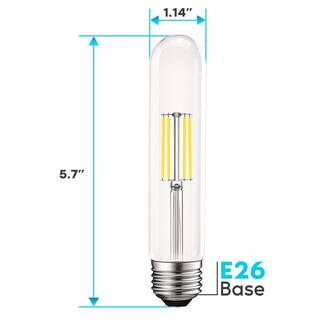 LUXRITE 60-Watt Equivalent T9 Dimmable Edison Tube LED Light Bulbs 5-Watt UL Listed 5000K Bright White 550 Lumens E26 (6-Pack) LR21656-6PK