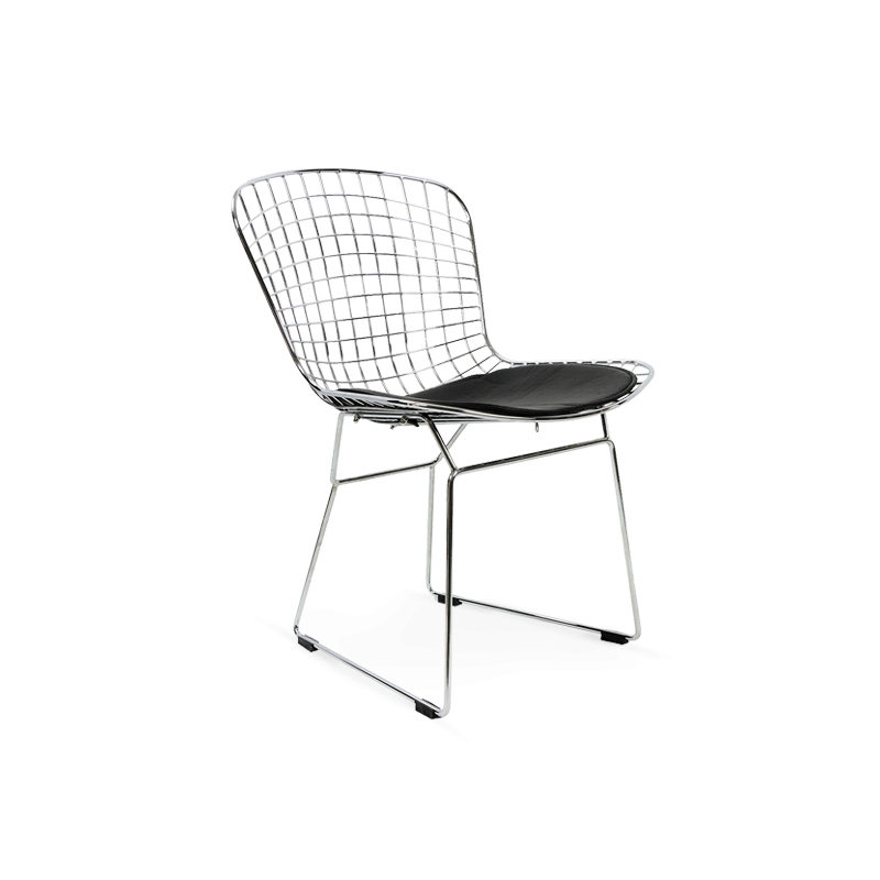 Wire Bar Stool & Pu Leather Cushion Bp8020-Cr(Black Cushion)