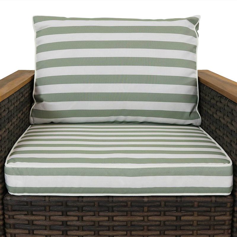 Sunnydaze Kenmare Rattan 4-Piece Patio Furniture Set - Green Stripe