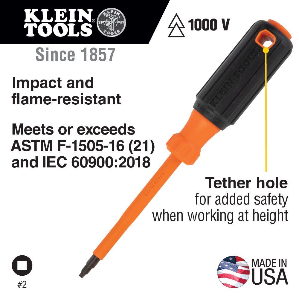 Klein 4 Insulated Screwdriver #1 Square ;