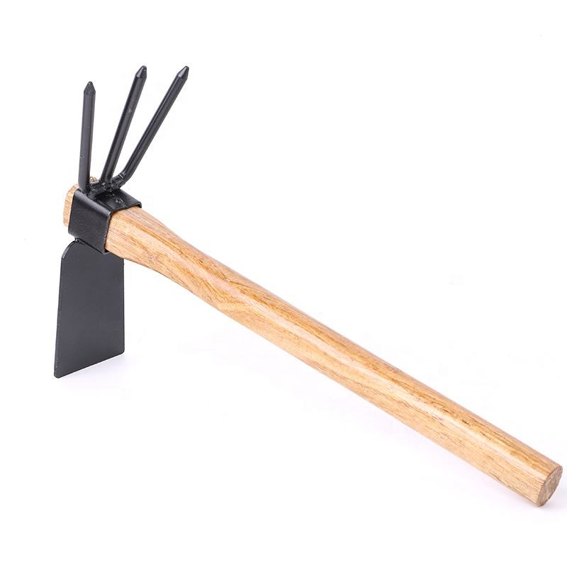 Hoe and Cultivator Hand Tiller, Heavy Duty Dual Headed Weeding Tool, Hoe Garden Tool with Carbon Steel Blade for Soil Loosening, Weeding and Digging