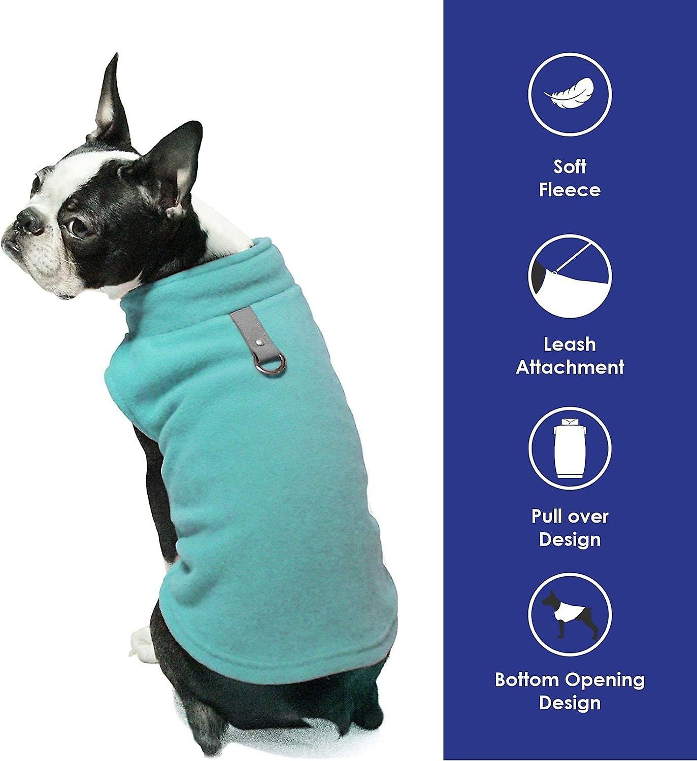 Warm Pullover Fleece Dog Jacket With O-ring Leash - Winter Small Dog Sweater Coat - Cold Weather Dog Clothes-green S