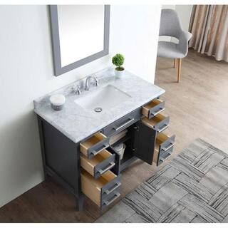 Ari Kitchen and Bath Danny 42 in. Single Vanity in Maple Gray with Marble Vanity Top in Carrara White AKB-DANNY-42-MG