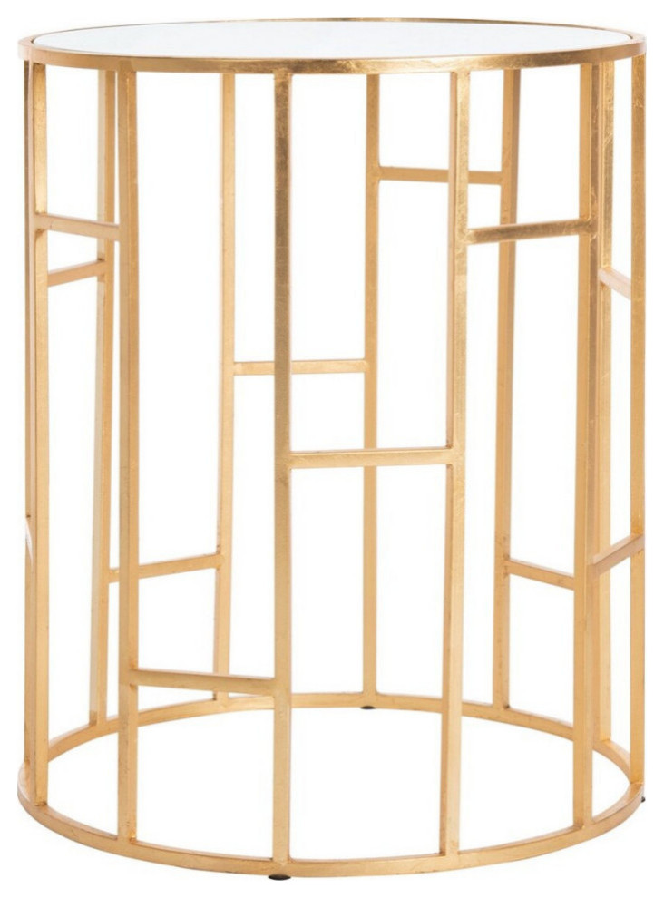 Natalie Mirror Top Accent Table  Gold/White   Contemporary   Side Tables And End Tables   by Rustic Home Furniture Deco  Houzz