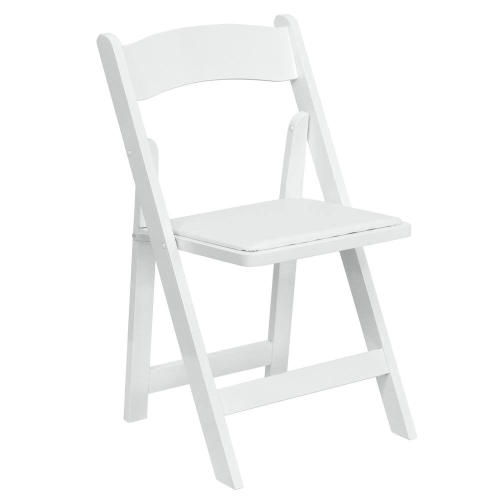 Flash Furniture Hercules Series White Wood Folding Chair with Vinyl Padded Seat XF2901WHITE