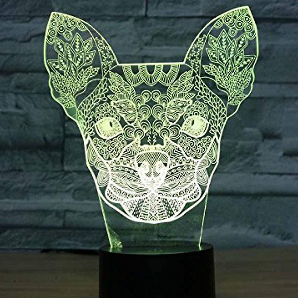 Abstractive 3d Chihuahua Dog Optical Illusion Night Light 7 Color Change Touch Switch Usb Powered Led Acrylic Desk Lamp For Christmas Thanksgiving