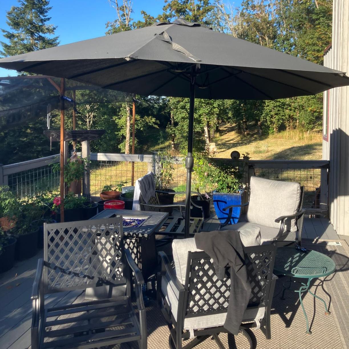 PURPLE LEAF Outdoor Garden Table Umbrella Double Sided Aluminum Rectangular Patio Market Umbrella with Base