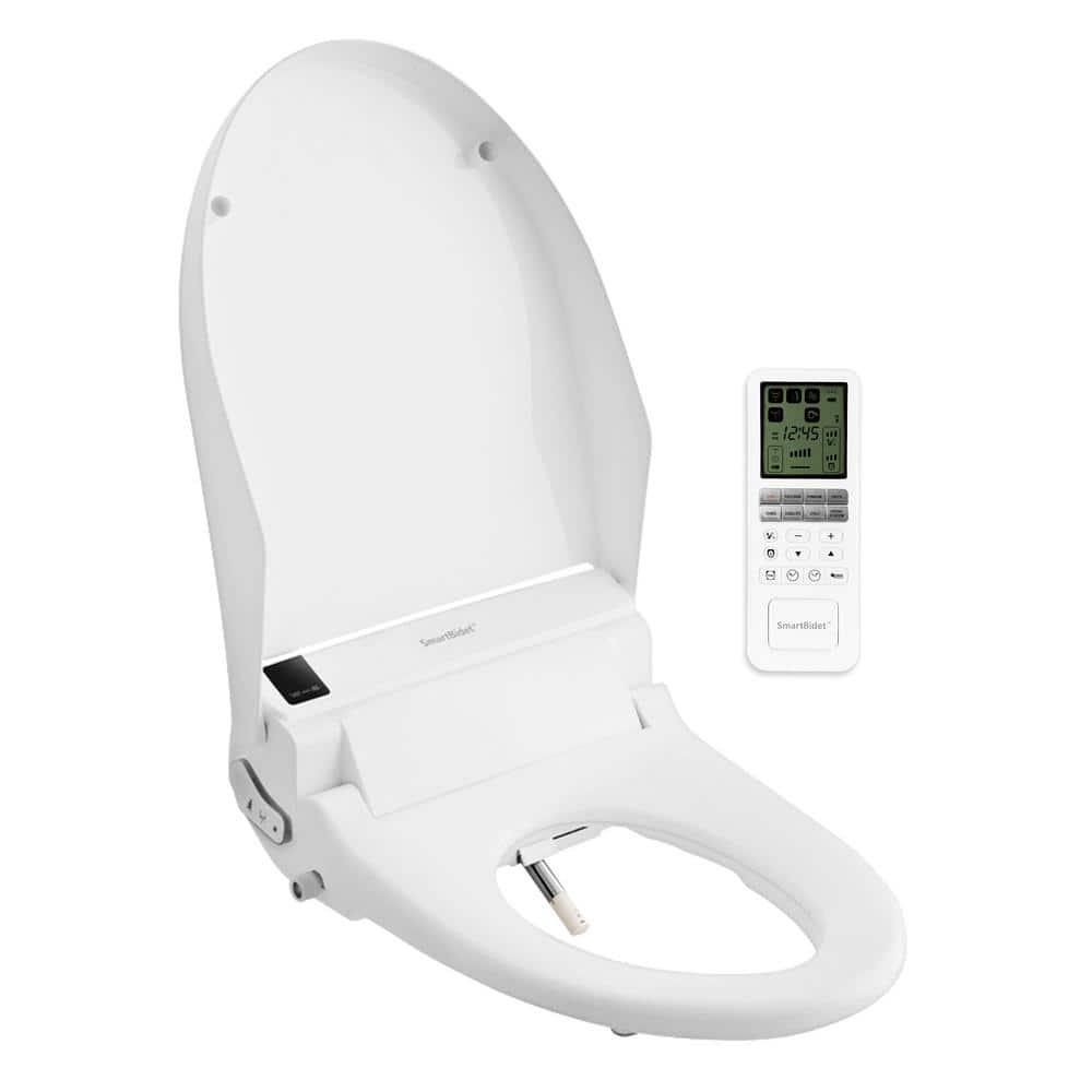 SmartBidet Electric Bidet Seat for Elongated Toilets with Remote Control in White