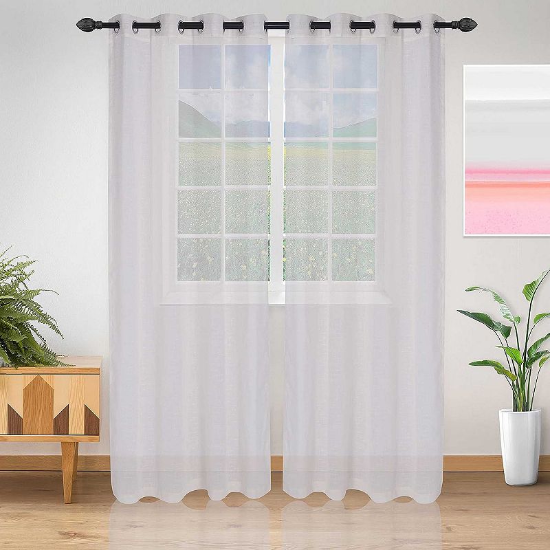 Superior Set of 2 Meteorite Sheer Window Curtain Panels