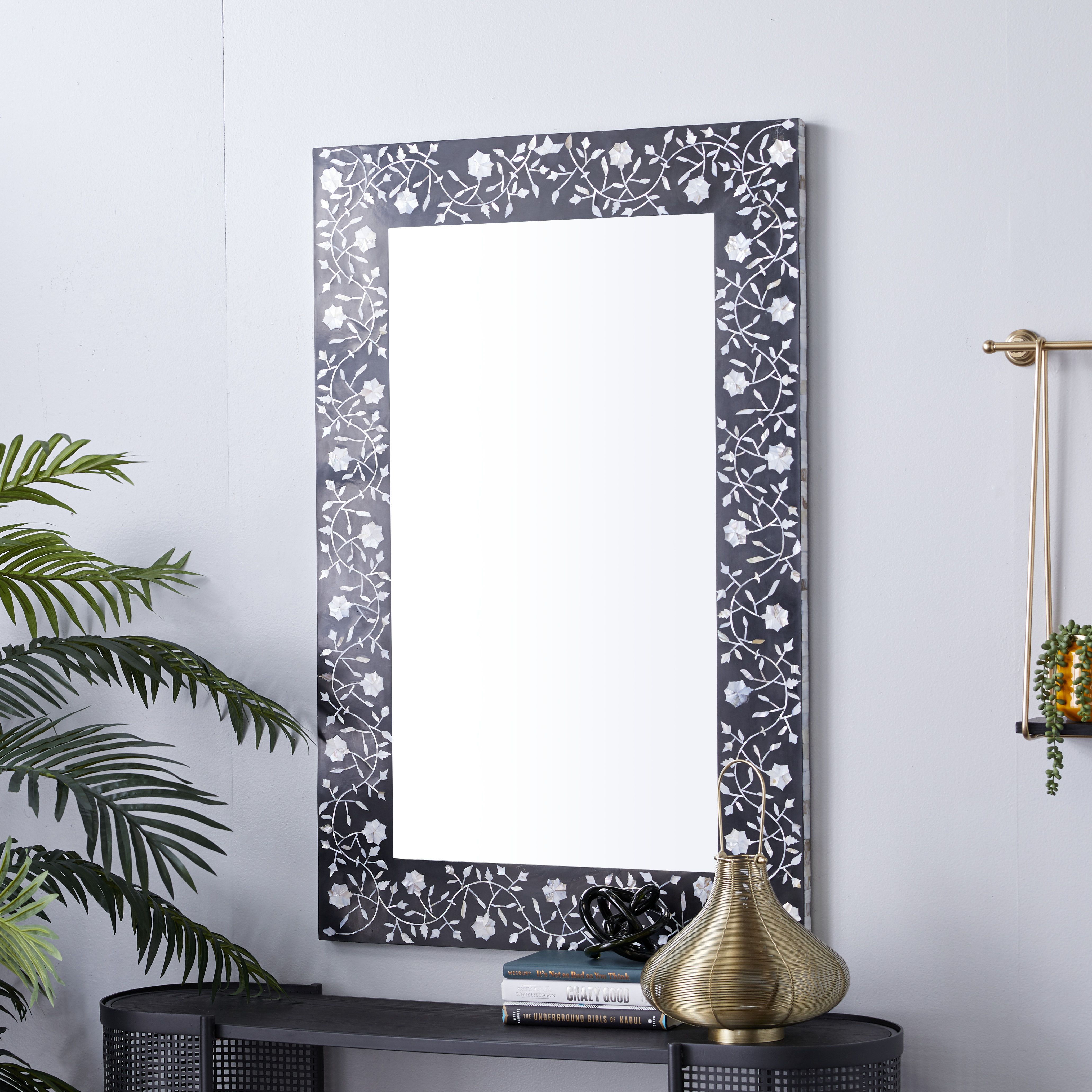 Black Wood Wall Mirror 47 x 30