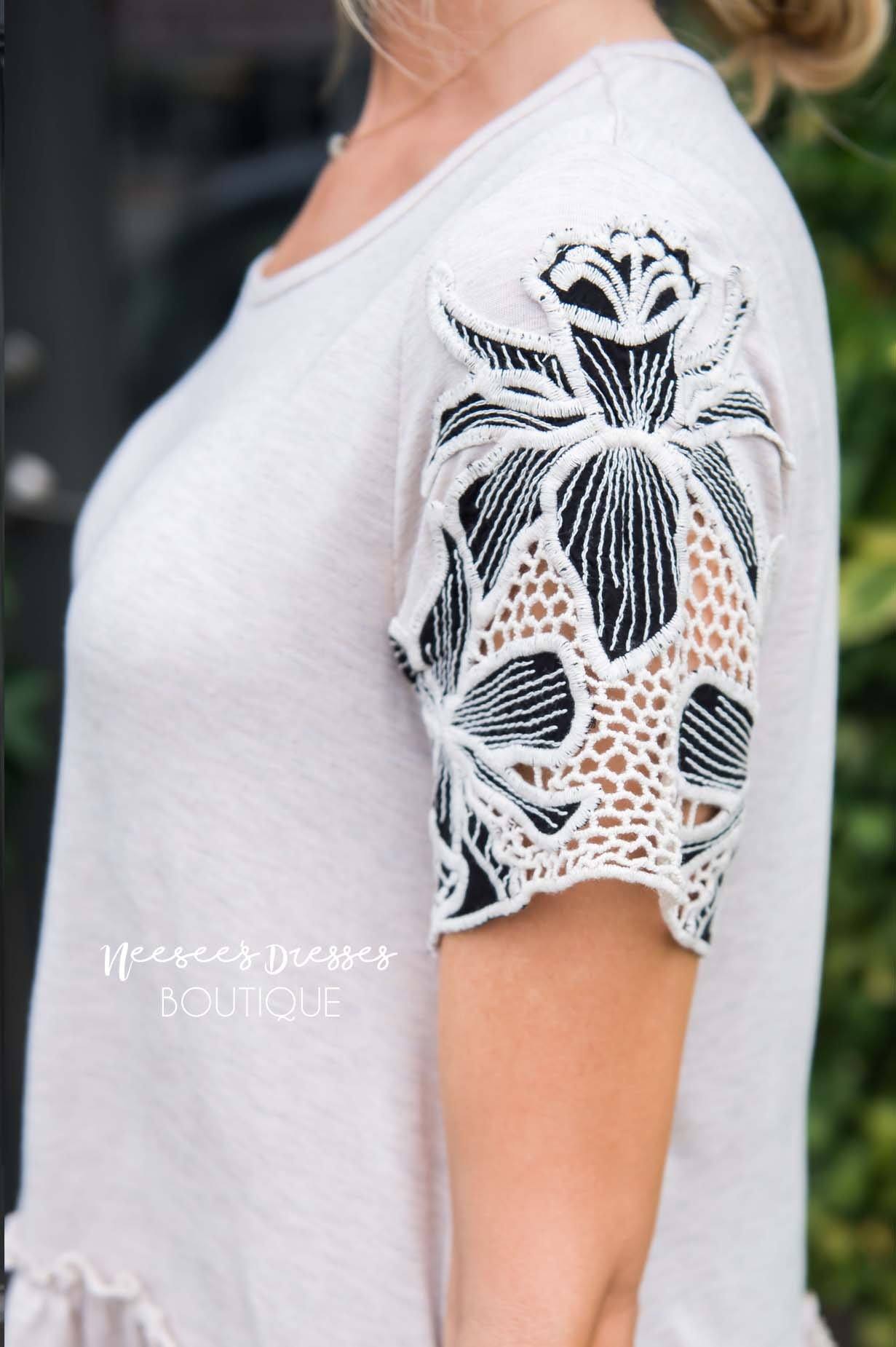 Be Courageous Crochet Sleeve Top