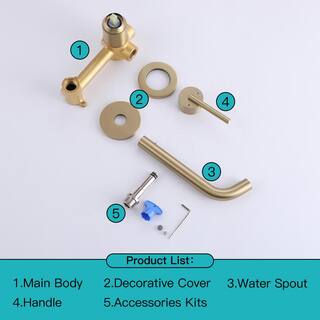 Tomfaucet Modern Single-Handle Wall Mounted Faucet Bathroom Sink Faucet in Brushed Gold TFG3306BG