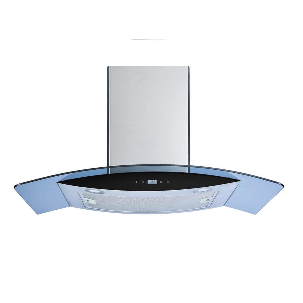 Winflo 30 in 475 CFM Convertible Stainless SteelGlass Wall Mount Range Hood with Mesh Filter and Large Touch Sensor Control